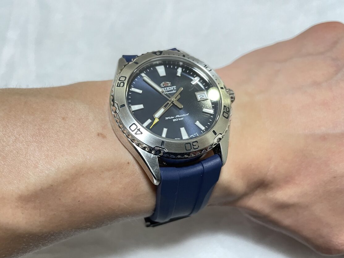 orient mako オリエント マコ グレー タイコノート、革ベルト付 メンズ